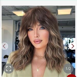 Brunette Ombre Wig with Loose Waves and Face-Framing Layers